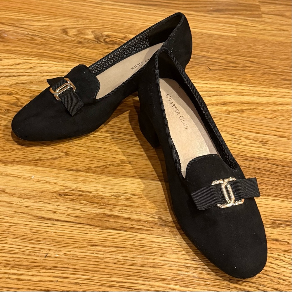 CHARTER CLUB Women’s Black Faux Suede Bow Dress Pumps Size 7